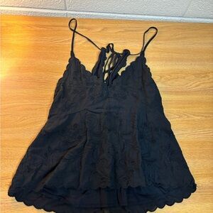 American Eagle Outfitters Black Lace-Embroidered Cami